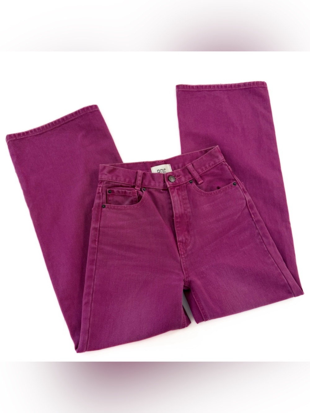 Urban Outfitters BDG Jeans Womens 24 Fuschia Purple High & Wide Ankle Crop - Picture 5 of 10